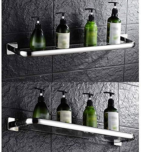 Prateleiras de banheiro Banheiro prateleira de vidro de vidro inoxidável aço cosmético rack de armazenamento