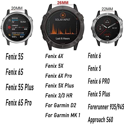 DJDLFA 26 22 mm Watch Band para Garmin Fenix ​​7 7x 6 6x Pro 5 5x PLUS 3HR Fenix6 935 Leatra