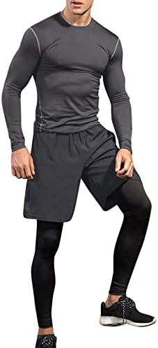 Mens ternos secando elástico longa longa traje o pescoço de pescoço masculino calças de fitness de fitness casuais