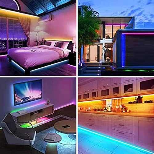 Luzes de LED de 100 pés para quarto, controle de aplicativos Sincroniza Música Mudança de cores, luzes de