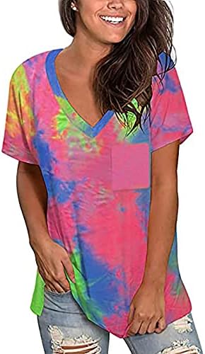Camisas Icjjl para mulheres tops de verão para mulheres t-shirt tanques soltos tanques casuais tie-dye