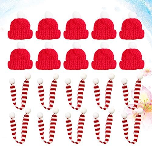 Tendycoco 20pcs adorável mini cachecol de natal e chapéu decoração de trajes de roupas de tração de roupas
