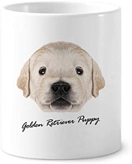 Treinou Golden Retriever Puppy Dog Animal de dentes da escova de caneta caneca de cerâmica