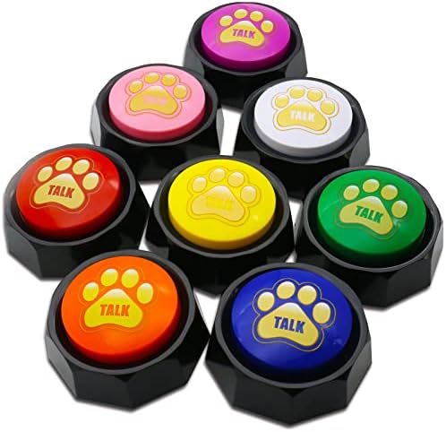 Botões de cachorro para comunicação, conjunto de botões de conversação gravável de 8 cores, 30 segundos recorde