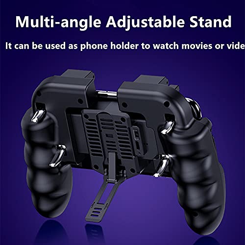 4 Trigger Mobile Game Controller com fã de resfriamento Stand ajustável para pubg/fotnite 6 Operação de