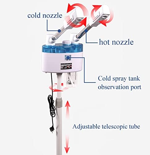 FBKPHSS Profissional a vapor de ozônio Facial, vaporizador facial para umidificador de rosto com spray duplo quente
