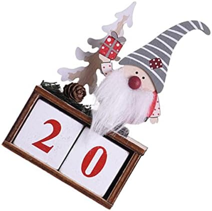 JoJofuny 8 sets Countdown Desk Manual Blocks Gnome Calendário Tabletop Center Block for Tree Christmas Ornament