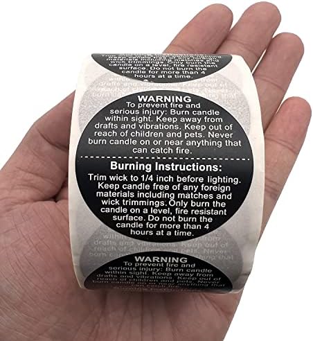 Etiquetas de aviso de vela de 1000pcs, adesivos de contêiner de jarra de vela de 1,5 polegadas, adesivos