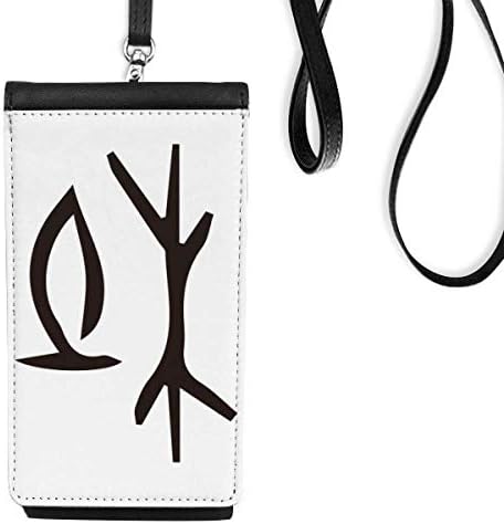 Inscrição de osso Sobrenome chinês Caractere Du Phone Wallet Bolsa pendurada bolsa móvel bolso preto