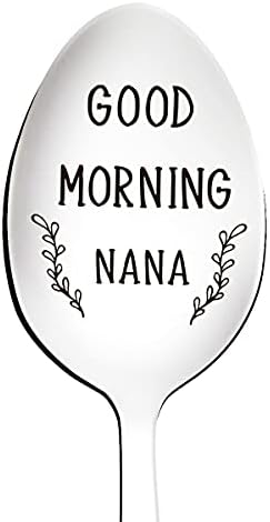 Bom dia Nana Spoon Gravada aço inoxidável engraçado, Nana Gifts de netos, Melhor colher de chá de café