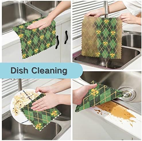 Sinestour Mardi gras panos de prato verde 6 panos de limpeza de embalagem para lavar louça de secagem