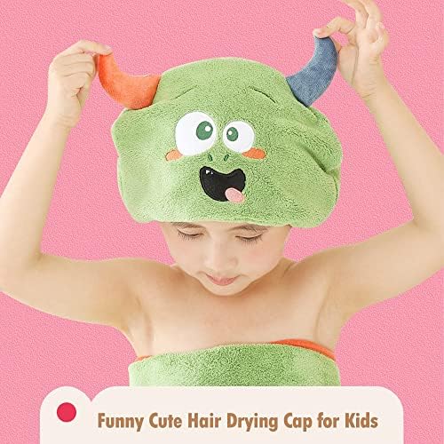 Brasa de cabelo fofo de crianças engraçadas para garotas secagem de cabelo para crianças meninas microfibre secagem