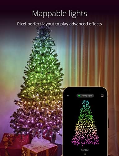 Strings Twinkly-Luzes de Natal LED controladas por aplicativos com 600 LEDs RGB. 157,5 pés. Fio verde.