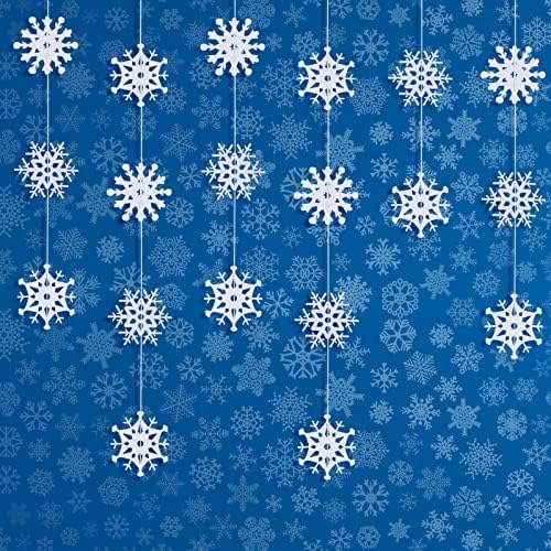 72 peças Christmas Snowflakes Ornamentos de neve gariras penduradas com corda para suprimentos de