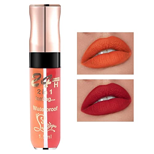2 em 1 Lipstick antiaderente Glitter 2in1 Lip Glaze Lip Gloss Lipstick Longa e portátil Lipstick para
