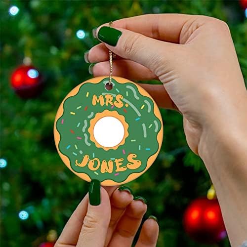 Ornamentos de árvore de Natal Nome personalizado em Donuts Ornamento de Natal Ornamento Decoração