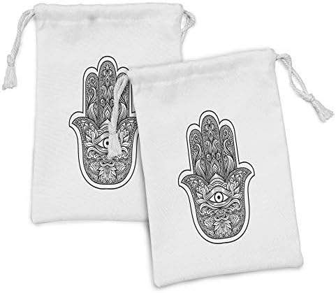 Conjunto de bolsas de tecido de Ambesonne Hamsa de 2, mascote de arte de linha de estilo boho com design