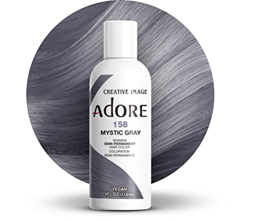 Corte de cabelo semipermanente ADORE 158 onça 118ml, Mystic Gray 158, 4 fl oz