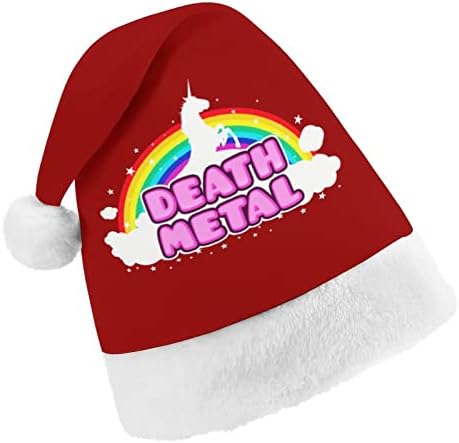 Unicorn death metal chapéu de Natal macio santa boné engraçado gorro para a festa festiva do ano novo