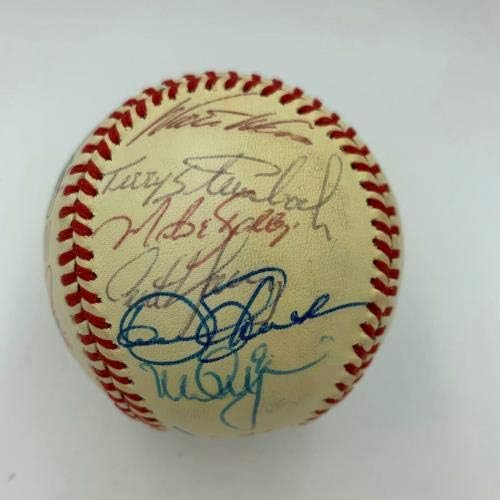 1989 O time de campeões da World Series da Oakland A Athletics assinou o DNA do WS Baseball PSA - bolas de beisebol