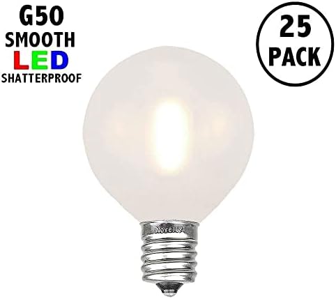 Luzes de novidades 25 pacote G50 LED PLÁSTICO FILAMENTO PATIOO PATIO GLOBO SUBSTITUIÇÃO BULS, BASE DE BRANCO