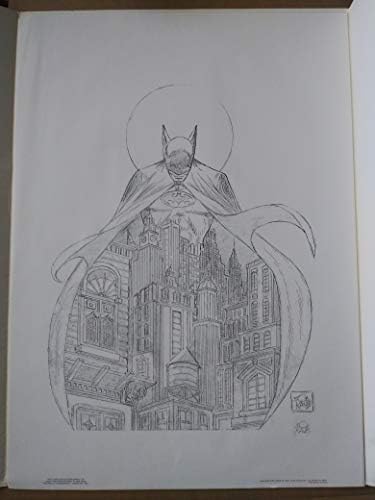 Batman Night Vigil Raro B & W Sketch Proof Bob Kane assinou COA + SEAL Vintage BM