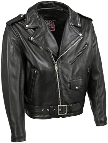 Milwaukee Leather USA Made Mljkm5009 Black 'The Dean' Premium Leather Trowback Motorcycle Jacket