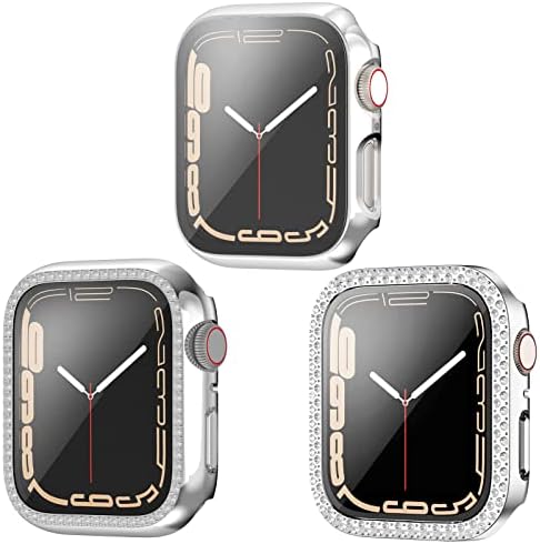 Casos de bling de gamating compatíveis para a série de relógios Apple 7 41mm com diamantes capa de