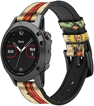CA0683 Cartão de tarô Hanged Man Leather & Silicone Smart Watch Band Strap for Garmin Approach