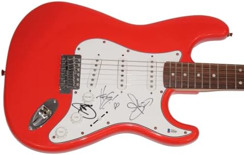 Paramore Banda completa assinou autógrafo em tamanho real Red Fender Stratocaster Guitar Electric B W/ Beckett