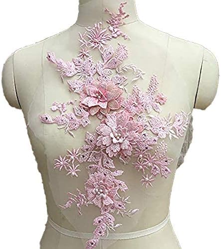 Minchas bordadas em flor 3D Costura de apliques de renda para vestido de noiva, roupas infantis, acessórios