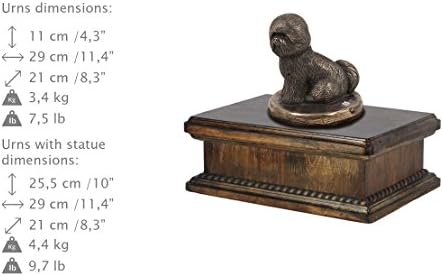 Bichon, memorial, urna para as cinzas de cachorro, com estátua de cães, exclusiva, Artdog
