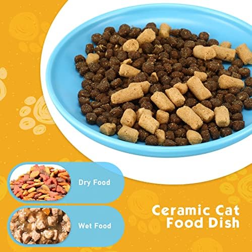 12 peças Cerâmica rasa comida de gato prato de bigode de 6 polegadas Fadiga sem gato de gato de gato tigela de