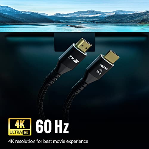 Cabo HDMI em 4k 15 pés, cabos Ultra HD HDMI 2.0, conectores de nylon trançados e ouro, 4k @ 60Hz, 2K, 1080p,