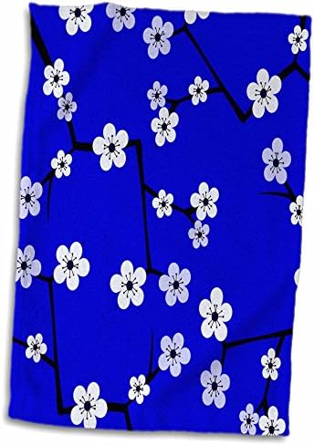 3d rosa brilhante flores de cerejeira impressão royal azul twl_58692_1 toalha, 15 x 22