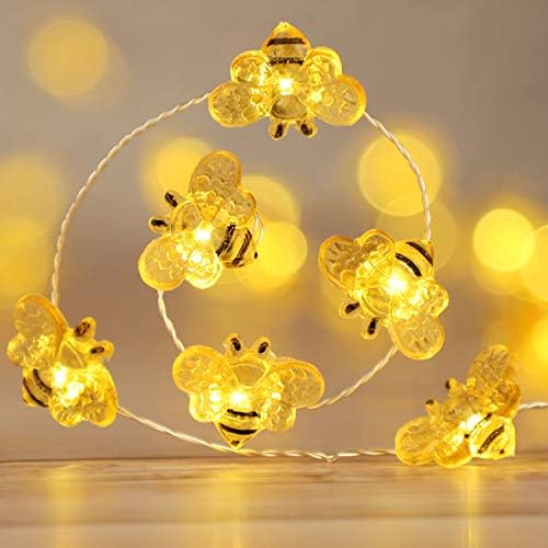 Impressione Life Honey Bee Fairy String Lights, 10 pés 40 LED, USB & Battery Operado 8 modos com controle remoto para casamento, festa, festival, decoração interna, externa