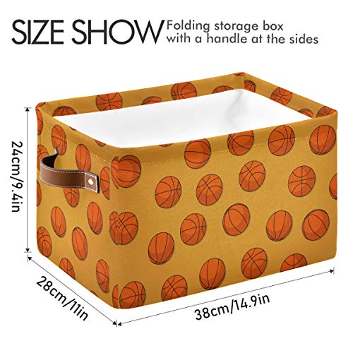 Bolas de basquete de armazenamento retangular Tabola de lona amarela com alças - caixa de brinquedos/armazenamento