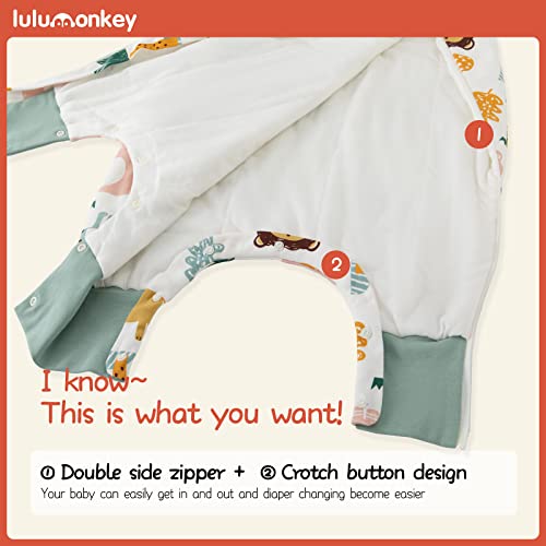 Lulumonkey Toddler Sack Sack com pés 2T 3T, 1,5 TOG Quatro estações Baby vestível cobertor para Walker Early, saco