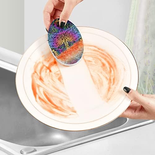 Alaza Dragonfly Mandala Sol cor arco-íris de esponja natural da cozinha esponjas de celulose para pratos para