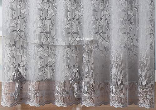 Cortinas de chuveiro de renda com linho com design elegante de folhas. 72 x 72 tamanho. Pode ser usado como cortina