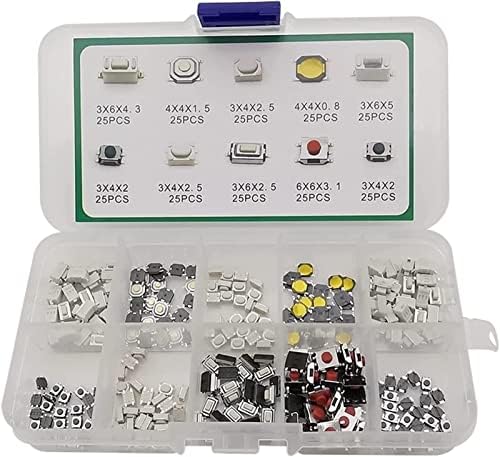 XIANGBINXUAN MICRO SWITCHES 250PCS/Caixa Micro Momentário SMD Switch Tactile Kit 10 Modelos Switch