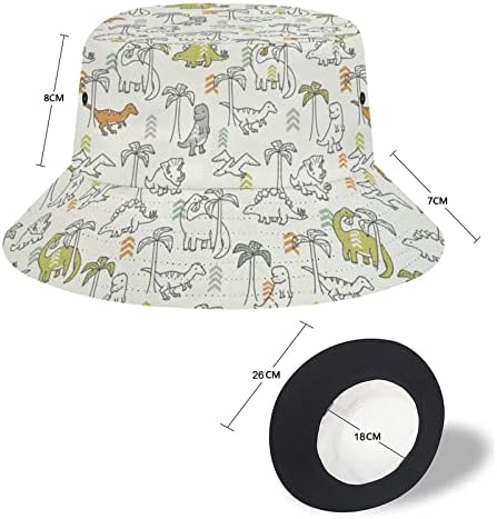 Vajriputra fofa pequeno dinossauro chapéus de verão para mulheres, homens, chapéu de balde Sun Viagem de