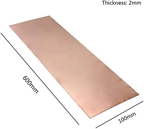 Folha de cobre Nianxinn 1,5 mm 100 mm x 600mm de metal corta a qualidade primordial, 2mm100mm600mm, tamanho: 2mm100mm600mm