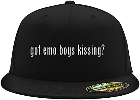 Tem garotos emo beijando? - FlexFit 6210 Chapéu de Bill Flat estruturado | Boné de beisebol bordado para