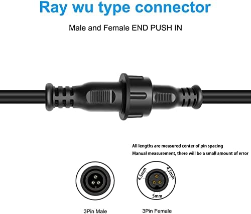 Etopkeji 10 pares 3 pinos Ray Wu Connector, 20 polegadas de comprimento e 18AWG, conector Raywu Electrical