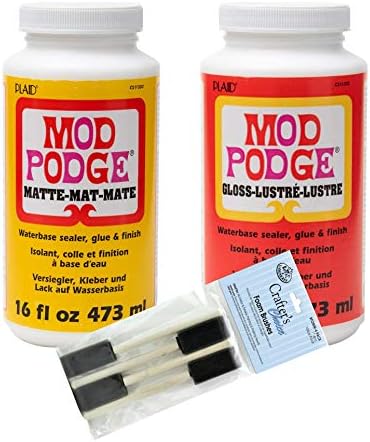 Mod Podge Kit de decoupage completo Kit-Two Bottles Waterbase Sealador/cola com escova de espuma