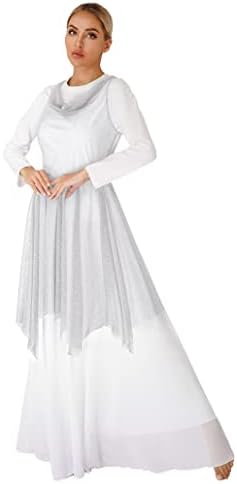 Adoração feminina de shinsto Louvor da túnica de chiffon Skirted Liturgical Dancewear para performance de coral