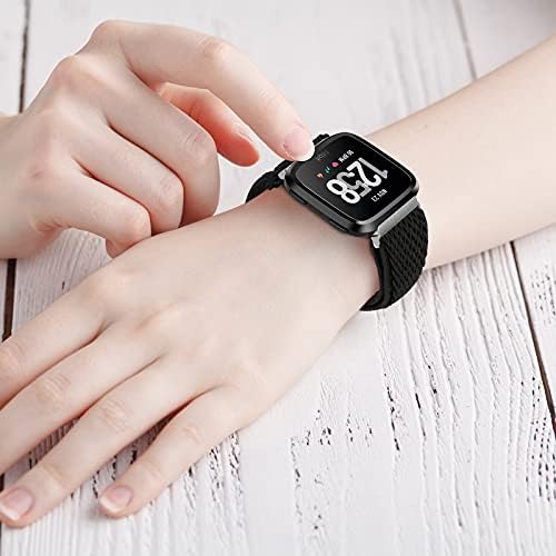 （2Pack） Bandas de relógio de nylon elástico compatíveis com Fitbit Versa 3/ Fitbit Sense, homens homens