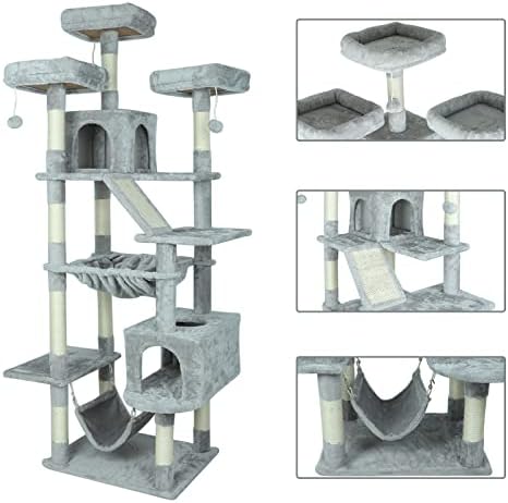 Escoto 73 polegadas xxl gato árvore de gato multi-level Tower Cat Furniture para gatos grandes com postes de arranhões,