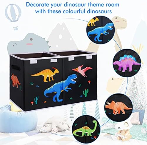 Caixa de brinquedos de dinossauros doveedosa-caixa de caixa de brinquedos pretos para peito de garotos